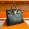 H Factory Bags Birkin Matte Alligator Crocodile HCP Black Gold Hardware 25cm Full Handmade