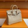mmexport1749176450064-1024x785-1 H Factory Bags Birkin Matte Alligator Crocodile OM Tea Khaki Silver Hardware 25cm Full Handmade