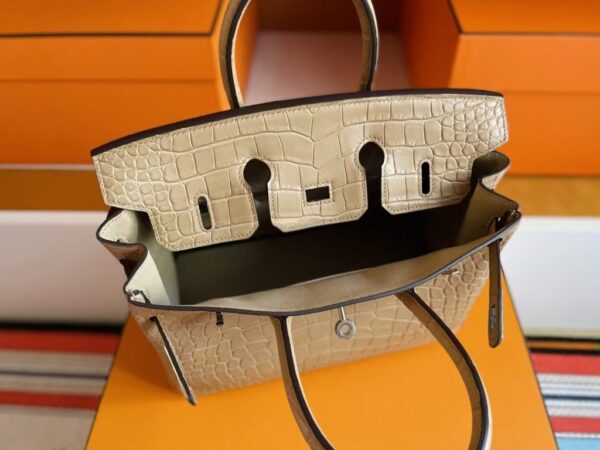 mmexport1749176464842-1024x768-1 H Factory Bags Birkin Matte Alligator Crocodile OM Tea Khaki Silver Hardware 25cm Full Handmade