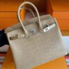 mmexport1749176468681-768x1024-1 H Factory Bags Birkin Matte Alligator Crocodile OM Tea Khaki Silver Hardware 25cm Full Handmade