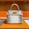 H Factory Bags Kelly Matte Crocodile Leather Himalaya Silver Hardware 25cm Full Handmade