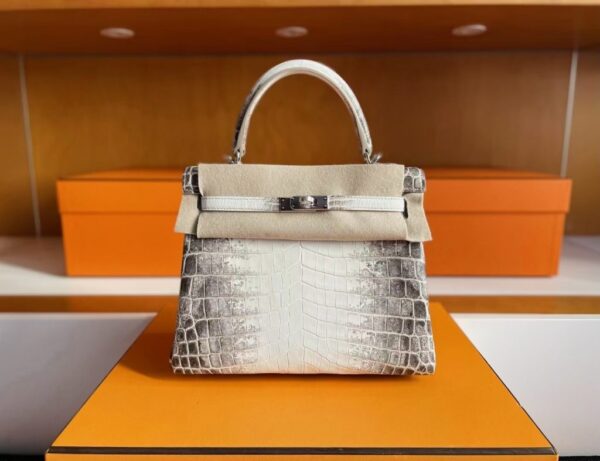 H Factory Bags Kelly Matte Crocodile Leather Himalaya Silver Hardware 25cm Full Handmade