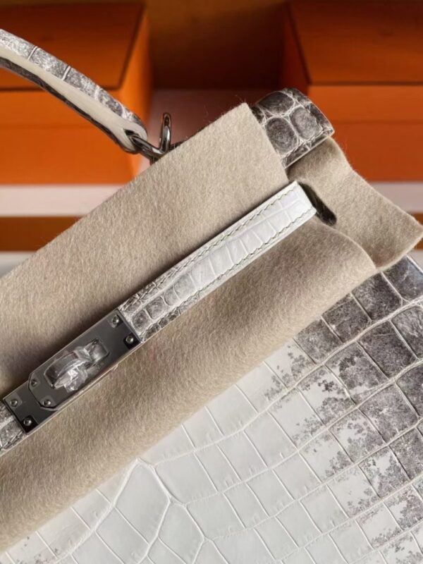 H Factory Bags Kelly Matte Crocodile Leather Himalaya Silver Hardware 25cm Full Handmade
