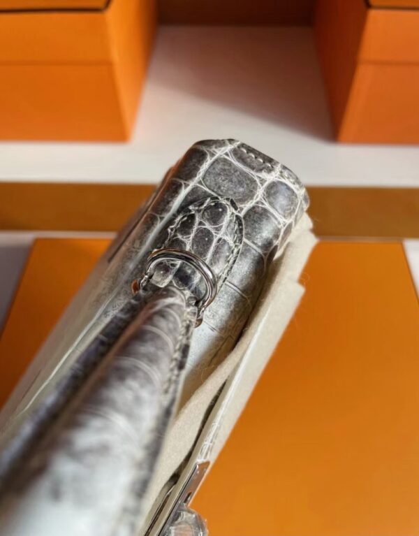 H Factory Bags Kelly Matte Crocodile Leather Himalaya Silver Hardware 25cm Full Handmade