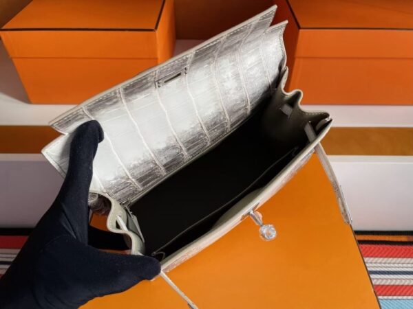 H Factory Bags Kelly Matte Crocodile Leather Himalaya Silver Hardware 25cm Full Handmade