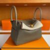 H Factory Bags Lindy Togo Leather Etoupe Grey Gold Hardware 26cm Full Handmade