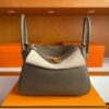 H Factory Bags Lindy Togo Leather Etoupe Grey Gold Hardware 26cm Full Handmade