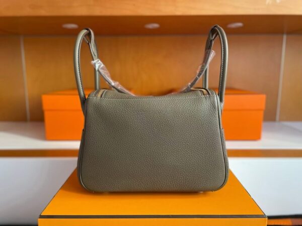 H Factory Bags Lindy Togo Leather Etoupe Grey Gold Hardware 26cm Full Handmade