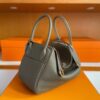 H Factory Bags Lindy Togo Leather Etoupe Grey Gold Hardware 26cm Full Handmade