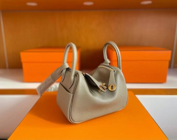 mmexport1749176915684-1024x813-1 H Factory Bags Mini Lindy Togo Leather Pigeon Grey Silver Hardware 20cm Full Handmade