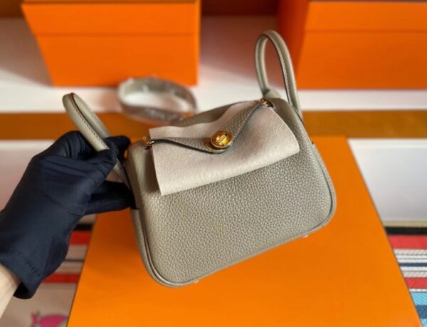 mmexport1749176922508-1024x784-1 H Factory Bags Mini Lindy Togo Leather Pigeon Grey Silver Hardware 20cm Full Handmade