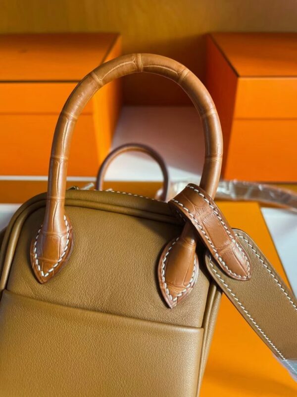 mmexport1749176986179-768x1024-1 H Factory Bags Mini Lindy Touch Swift & Crocodile Golden Brown Gold Hardware 19cm Full Handmade
