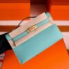 H Factory Bags Mini Kelly Pochette Swift Leather 3P Macaron Blue Gold Hardware 22cm Full Handmade