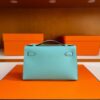 H Factory Bags Mini Kelly Pochette Swift Leather 3P Macaron Blue Gold Hardware 22cm Full Handmade