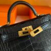 H Factory Bags Mini Kelly Matte Alligator Crocodile HCP Black Gold Hardware 19cm Full Handmade