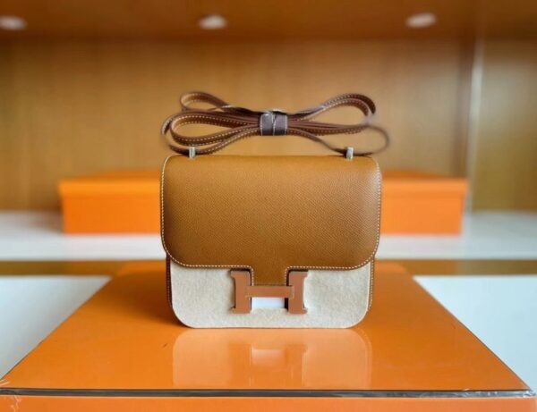mmexport1749177077223-1024x787-1 H Factory Bags Constance Epsom Leather ck37 Golden Brown Silver Hardware 18cm Full Handmade