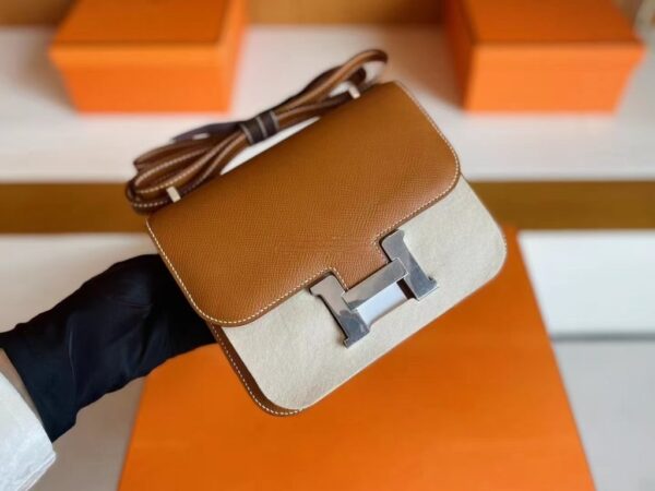 mmexport1749177078702-1024x768-1 H Factory Bags Constance Epsom Leather ck37 Golden Brown Silver Hardware 18cm Full Handmade