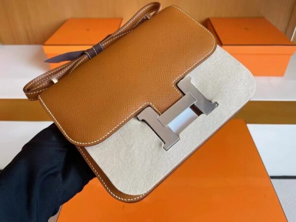 mmexport1749177081793-1024x768-1 H Factory Bags Constance Epsom Leather ck37 Golden Brown Silver Hardware 18cm Full Handmade