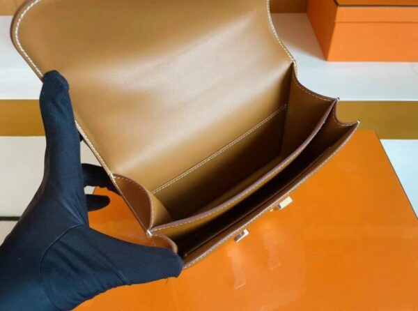 mmexport1749177087008-1024x762-1 H Factory Bags Constance Epsom Leather ck37 Golden Brown Silver Hardware 18cm Full Handmade