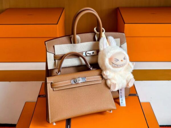H Factory Bags Mini Kelly Epsom Leather Gold Brown Silver Hardware 19cm Full Handmade
