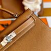 H Factory Bags Mini Kelly Epsom Leather Gold Brown Silver Hardware 19cm Full Handmade
