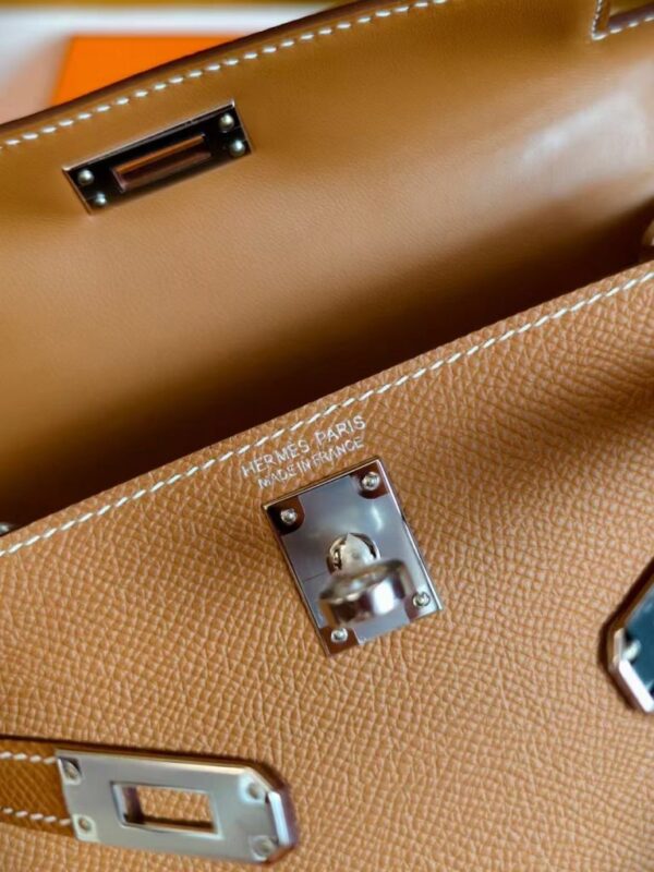 H Factory Bags Mini Kelly Epsom Leather Gold Brown Silver Hardware 19cm Full Handmade