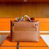 H Factory Bags Mini Kelly 2424 Evercoler Leather Golden Brown Silver Hardware 21cm Full Handmade