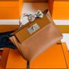H Factory Bags Mini Kelly 2424 Evercoler Leather Golden Brown Silver Hardware 21cm Full Handmade