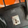 H Factory Bags Birkin Canvas & Leather Black & Green Silver Hardware 30cm Full Handmade