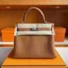 H Factory Bags Kelly Togo Leather Golden Brown Silver Hardware 25cm Full Handmade