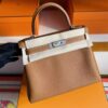 H Factory Bags Kelly Togo Leather Golden Brown Silver Hardware 25cm Full Handmade