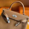 H Factory Bags Kelly Togo Leather Golden Brown Silver Hardware 25cm Full Handmade