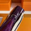H Factory Bags Kelly Shiny Alligator Crocodile N5 Grape Purple Silver Hardware 25cm Full Handmade