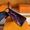 H Factory Bags Kelly Shiny Alligator Crocodile N5 Grape Purple Silver Hardware 25cm Full Handmade