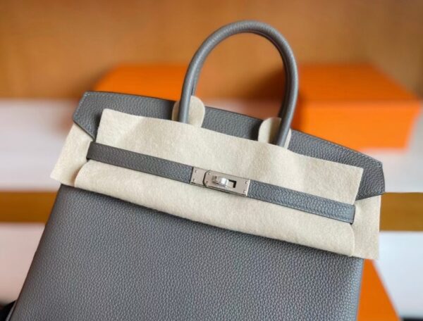 H Factory Bags Birkin Togo Leather medium grey Silver Hardware 25cm Full Handmade