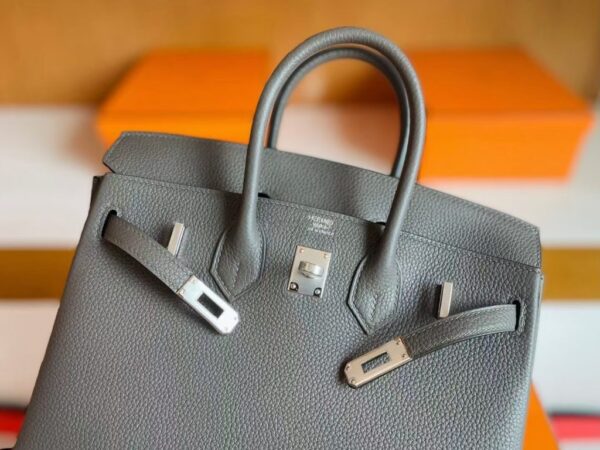 H Factory Bags Birkin Togo Leather medium grey Silver Hardware 25cm Full Handmade