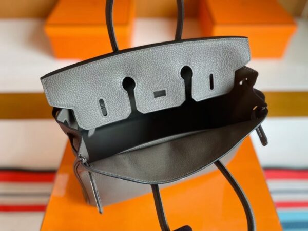 H Factory Bags Birkin Togo Leather medium grey Silver Hardware 25cm Full Handmade