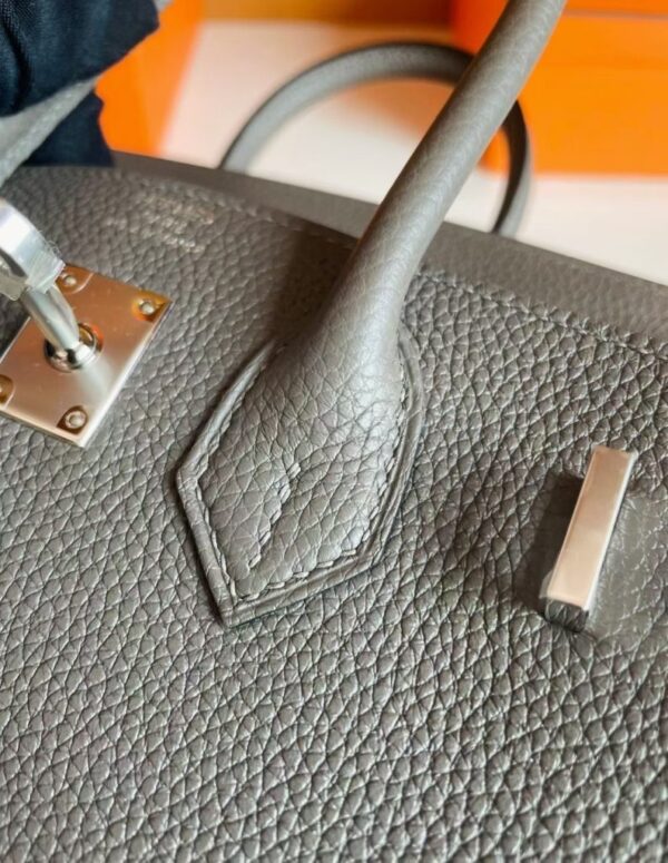 H Factory Bags Birkin Togo Leather medium grey Silver Hardware 25cm Full Handmade