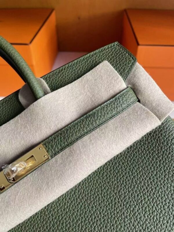 H Factory Bags Birkin Togo Leather Forest Green Gold Hardware 25cm Full Handmade