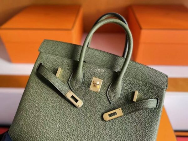 H Factory Bags Birkin Togo Leather Forest Green Gold Hardware 25cm Full Handmade