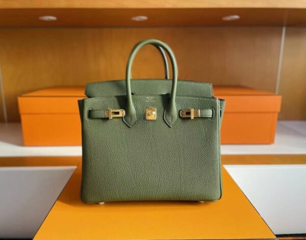 H Factory Bags Birkin Togo Leather Forest Green Gold Hardware 25cm Full Handmade
