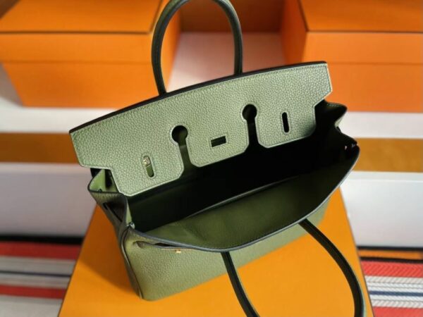 H Factory Bags Birkin Togo Leather Forest Green Gold Hardware 25cm Full Handmade