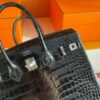 H Factory Bags Birkin Shiny Porosus Crocodile Black Silver Hardware 25cm Full Handmade