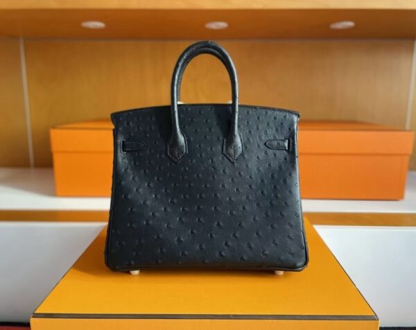 mmexport1750840867586-1024x813-1 H Factory Bags Birkin Ostrich Leather Black Gold Hardware 25cm Full Handmade