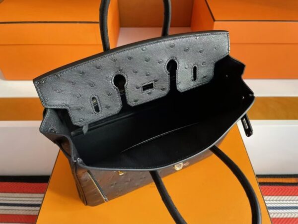 mmexport1750840876560-1024x772-1 H Factory Bags Birkin Ostrich Leather Black Gold Hardware 25cm Full Handmade