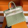 H Factory Bags Birkin Ostrich Leather Avocado Green Gold Hardware 25cm Full Handmade