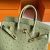 H Factory Bags Birkin Ostrich Leather Avocado Green Gold Hardware 25cm Full Handmade