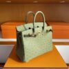 H Factory Bags Birkin Ostrich Leather Avocado Green Gold Hardware 25cm Full Handmade