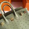 H Factory Bags Birkin Ostrich Leather Avocado Green Gold Hardware 25cm Full Handmade