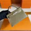 H Factory Bags Mini Kelly Epsom Leather Etoupe Grey Silver Hardware 19cm Full Handmade
